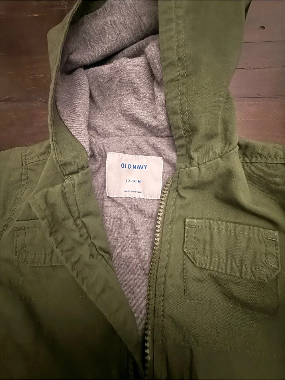 Old Navy Olive Green Hooded Kids Raincoat